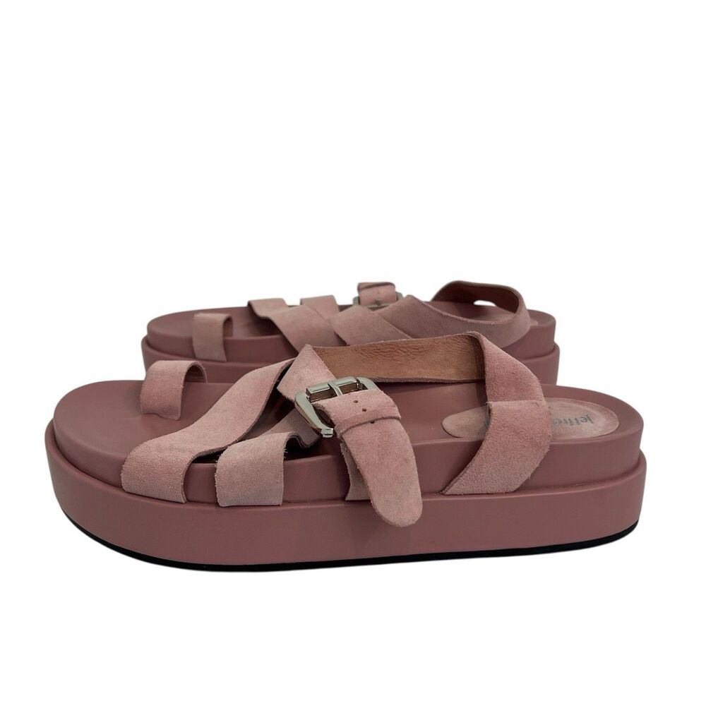 Jeffrey Campbell Size 9 Pink Getaway Footbed Suede Flatform Strappy Sandals - Picture 4 of 9